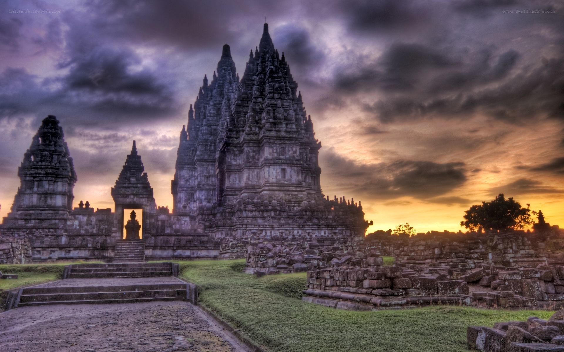 Candi Prambanan at sunset