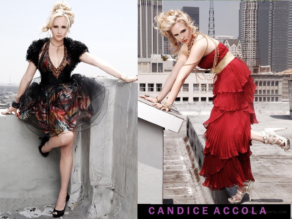 Candice Accola in two outfits