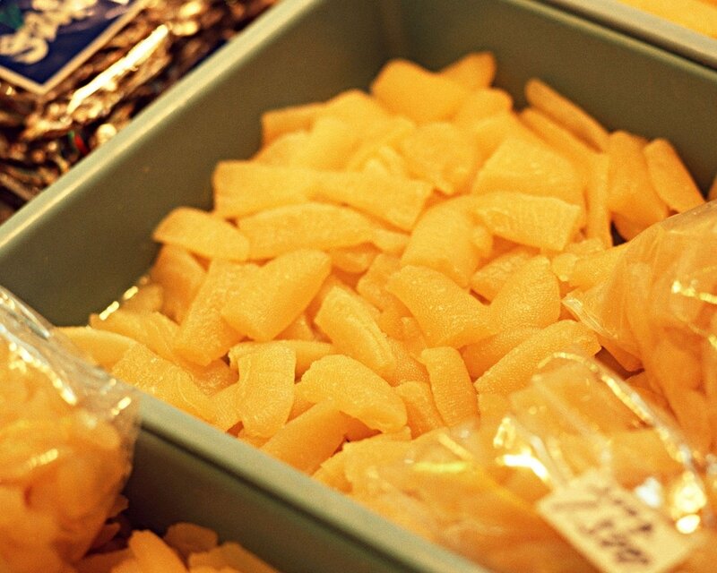 Candied fruit in a container