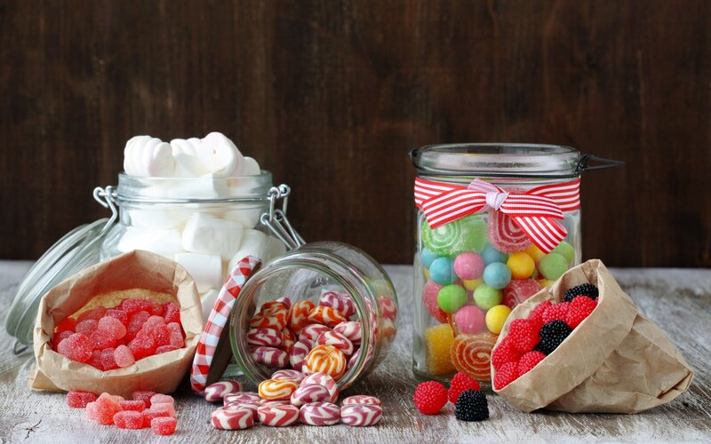 Candies in Glass Jars