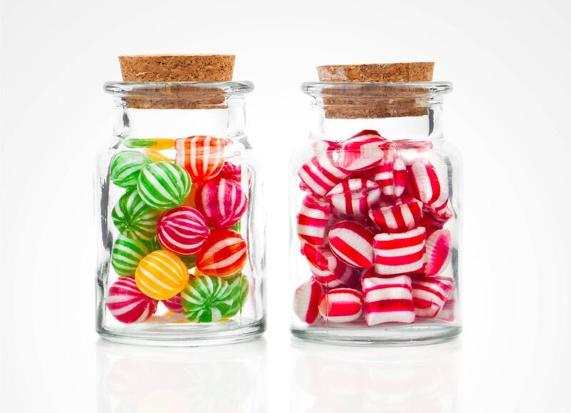 Candies in Glass Jars — White