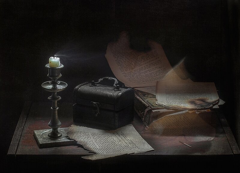 Candle and Old Books