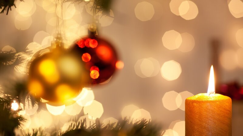 Candle and Ornaments — Gold