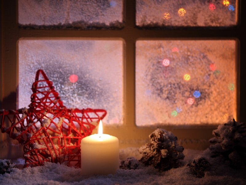 Candle and Star in Snow