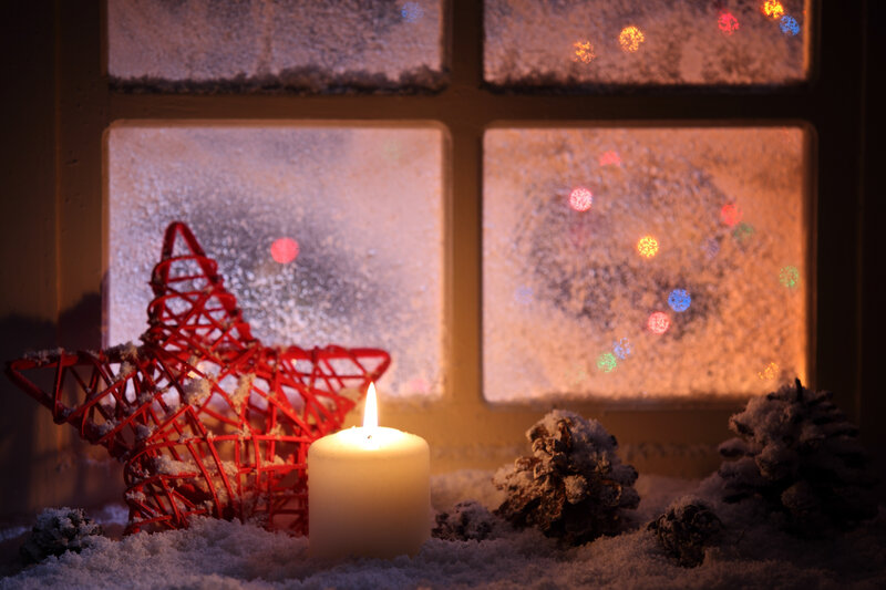 Candle and Star on Snow