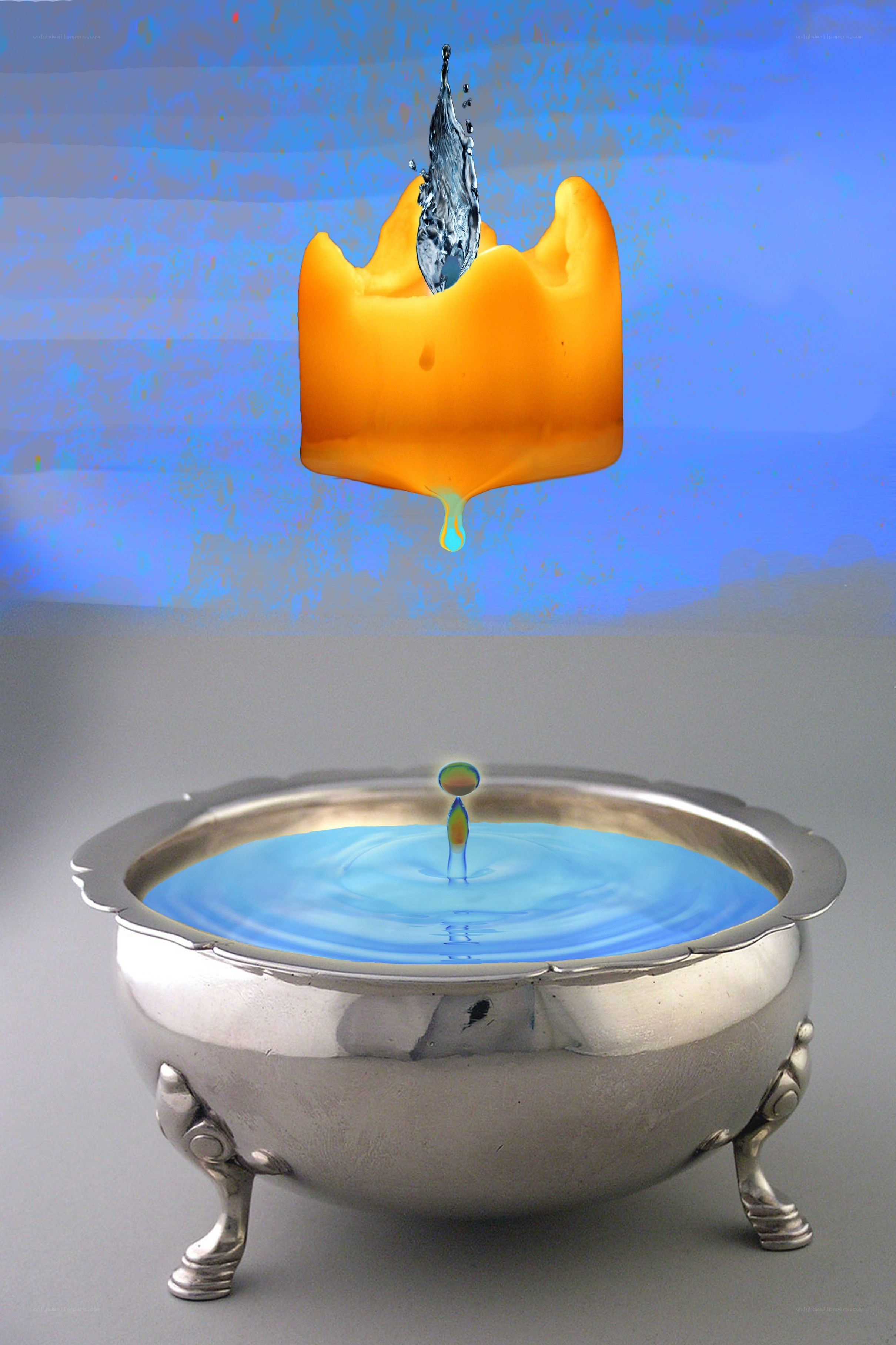 candle and water droplet