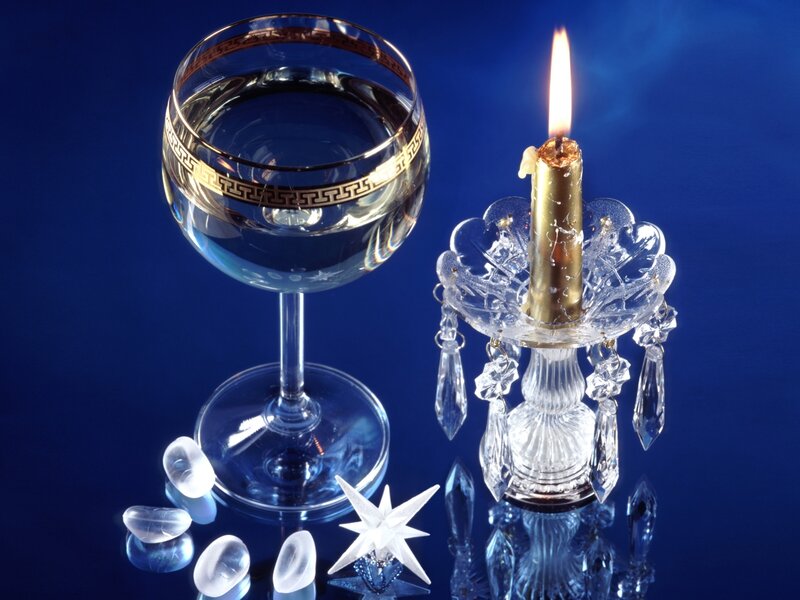 Candle and wine glass