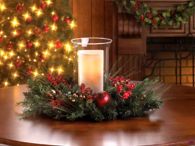 Candle Centerpiece on Table — Green