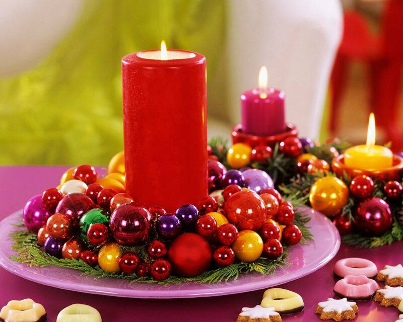Candle Centerpiece with Ornaments