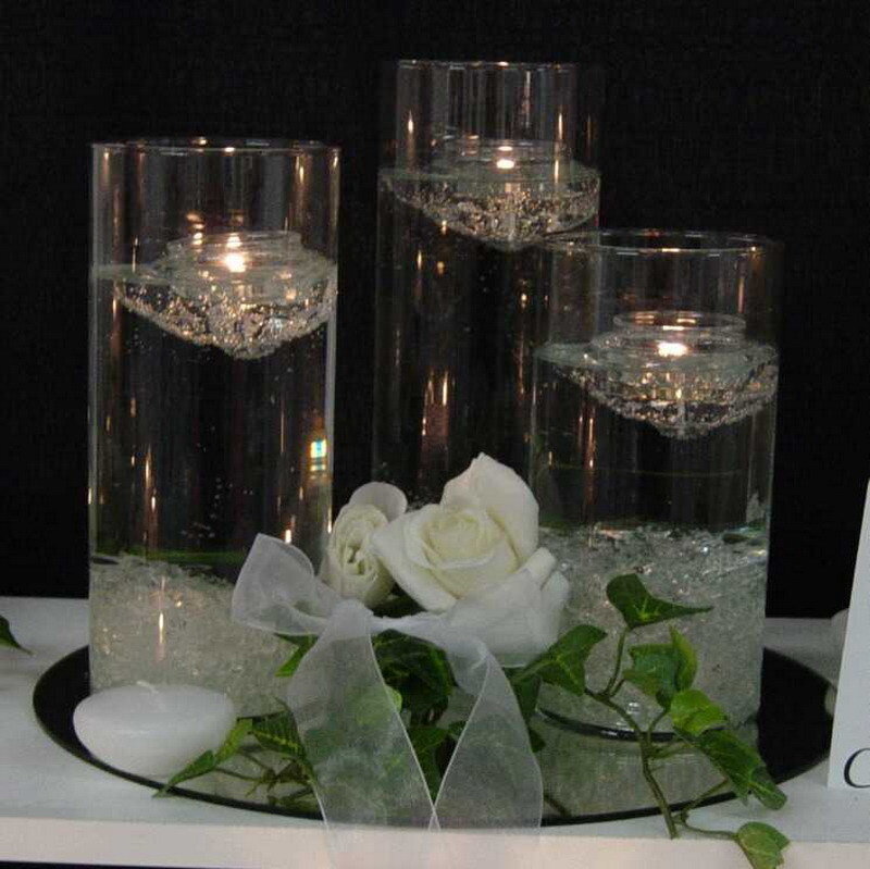 Candle centerpiece with roses