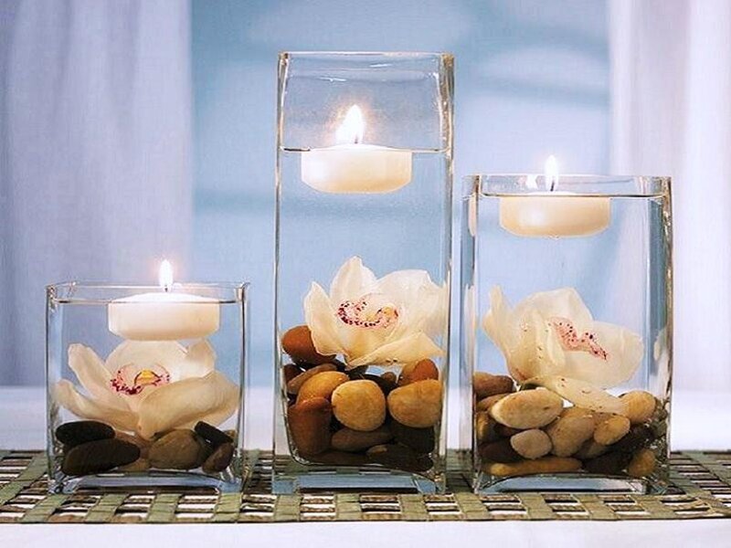 candle centerpieces with flowers