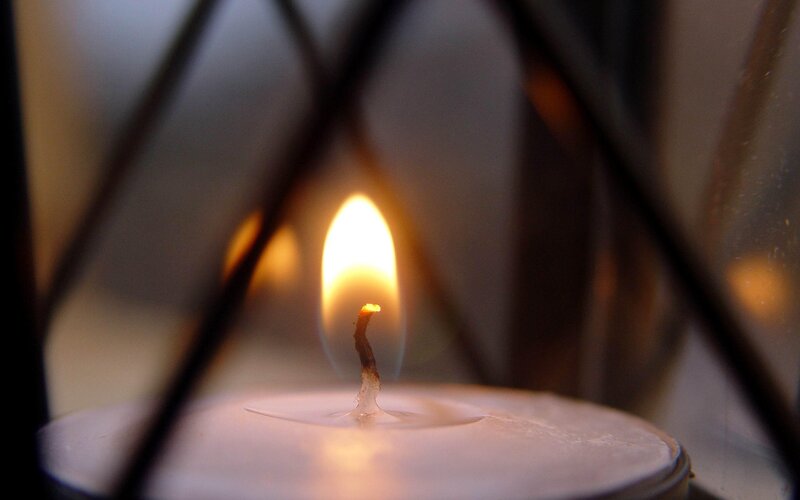 Candle flame through lantern
