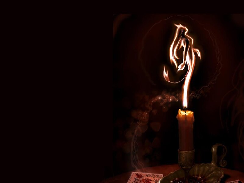 candle flame with spirit figure