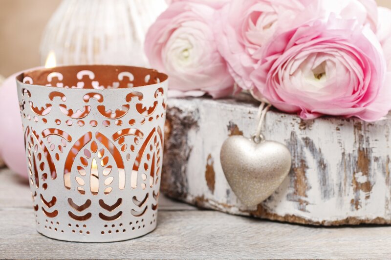 Candle Holder with Flowers
