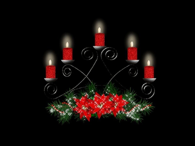 Candle Holder with Poinsettias