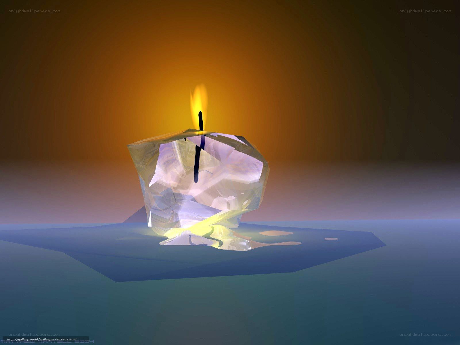 Candle in a crystal block