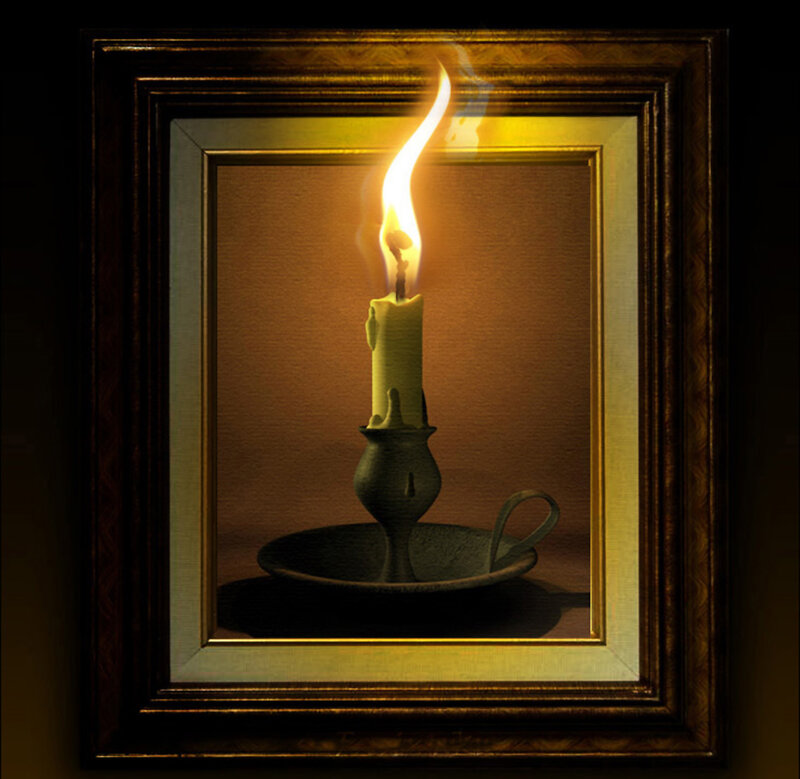 candle in a frame