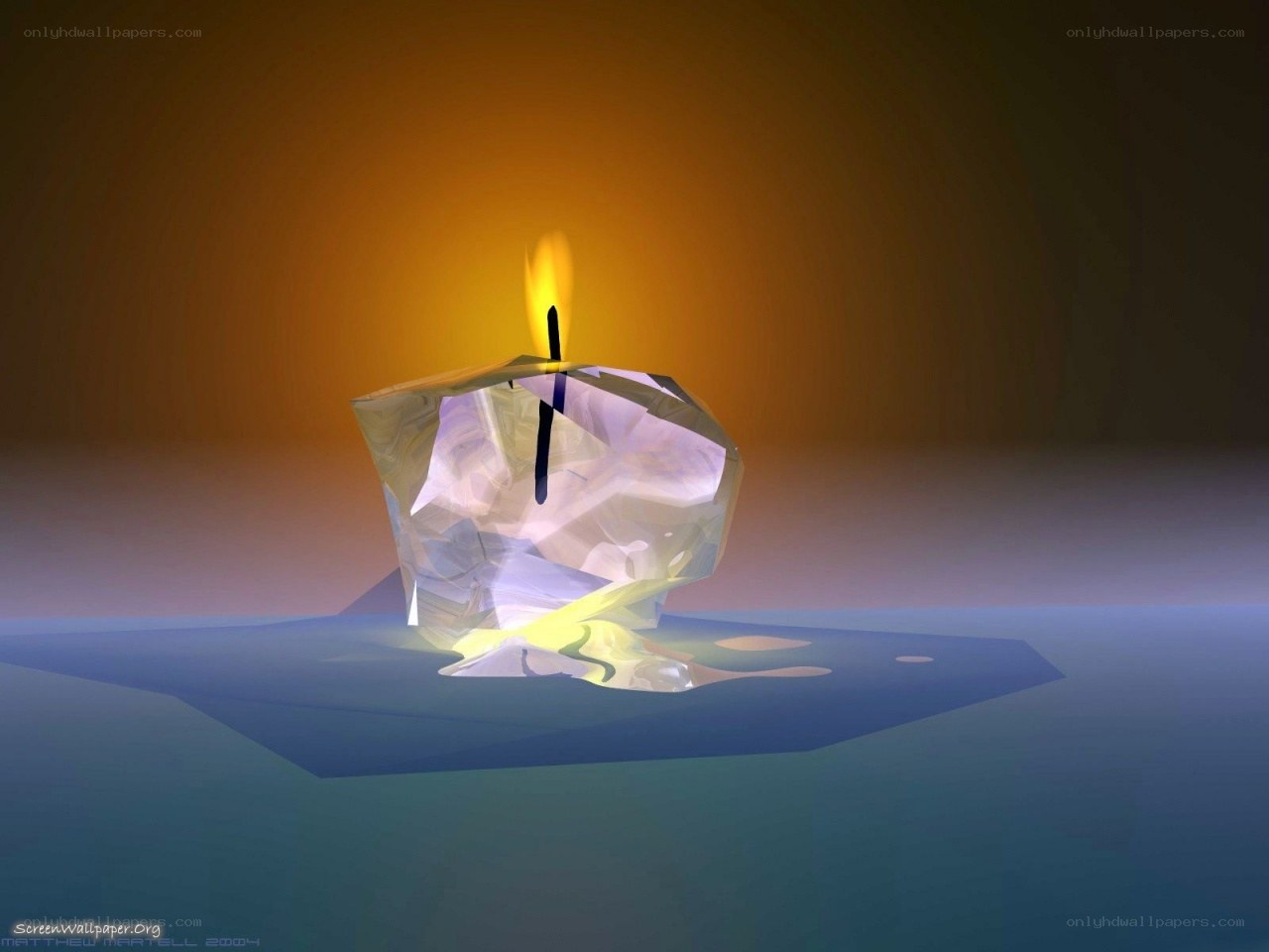 Candle in a glass block