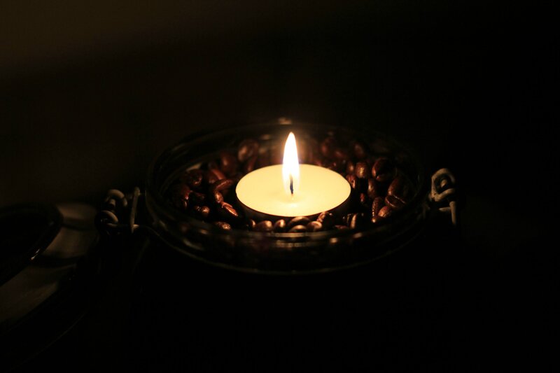 Candle in Coffee Beans