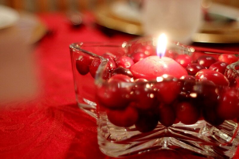 Candle in Cranberries