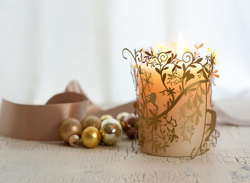 Candle in Decorative Holder — Gold