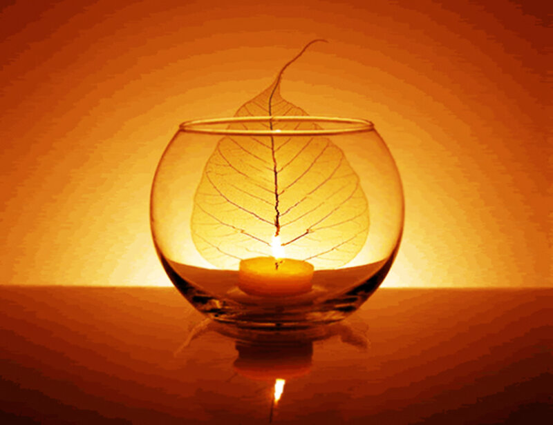 Candle in Glass Bowl — Orange