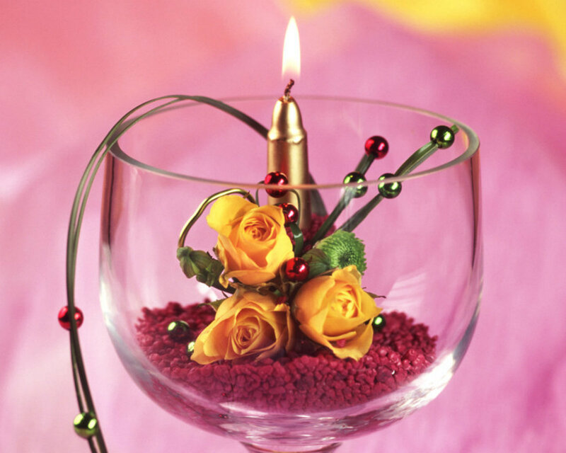 Candle in Glass Bowl — Pink