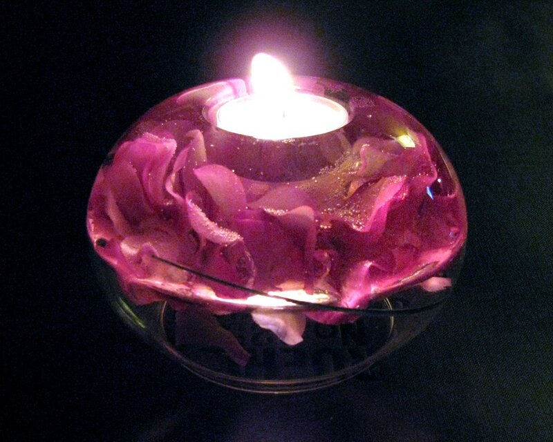 Candle in Glass Bowl — Purple