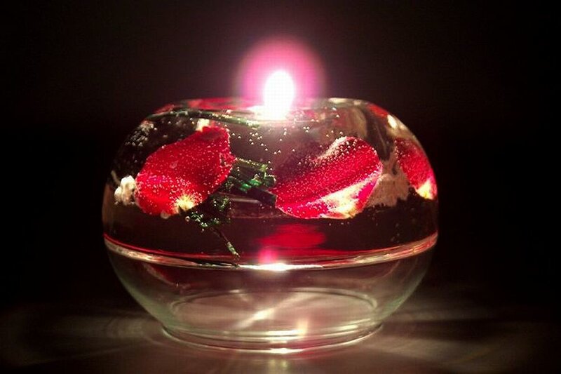 Candle in Glass Bowl — Red