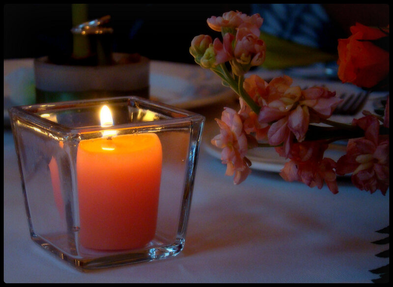 Candle in Glass Holder — Orange