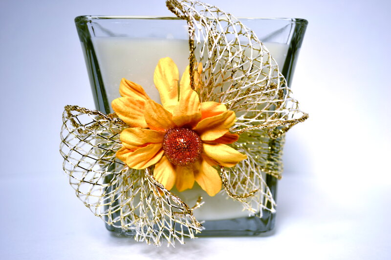 Candle in Glass Holder — Yellow