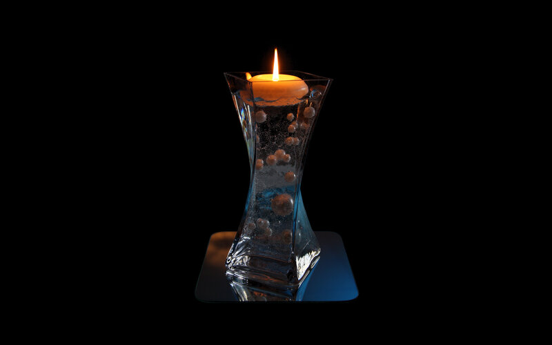 Candle in Glass Vase — Black