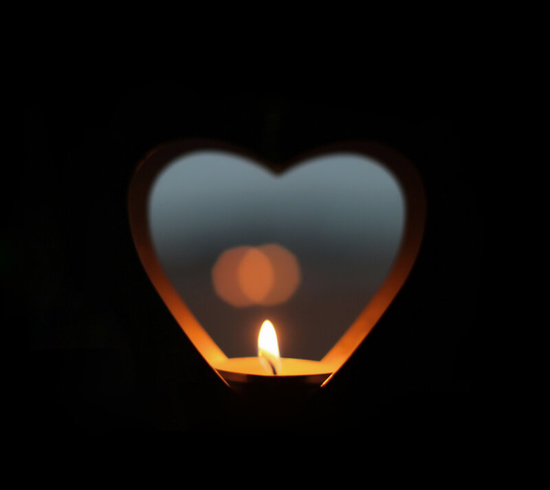 Candle in Heart Frame