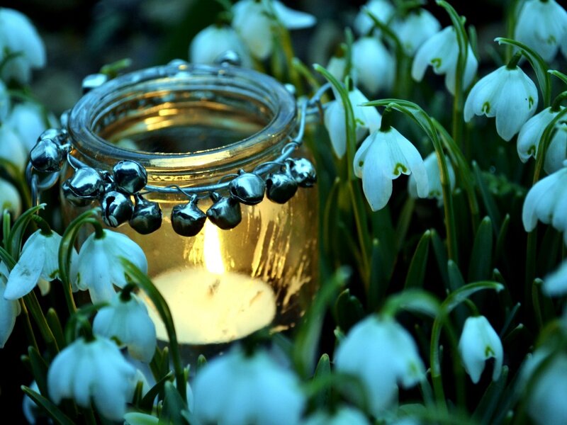 Candle in Jar with Flowers