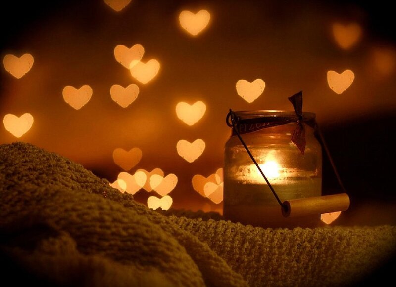 Candle in Jar with Hearts
