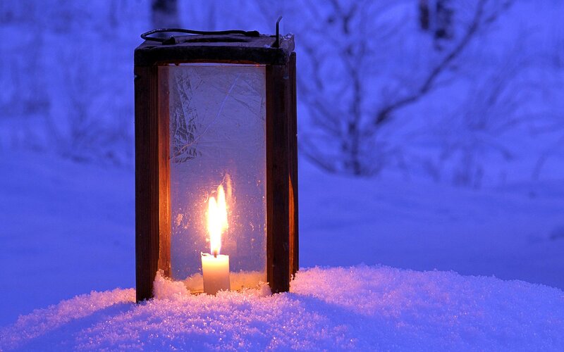 Candle in Lantern — Blue