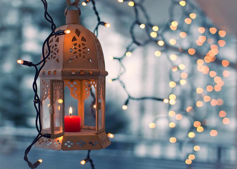 Candle in Lantern — White