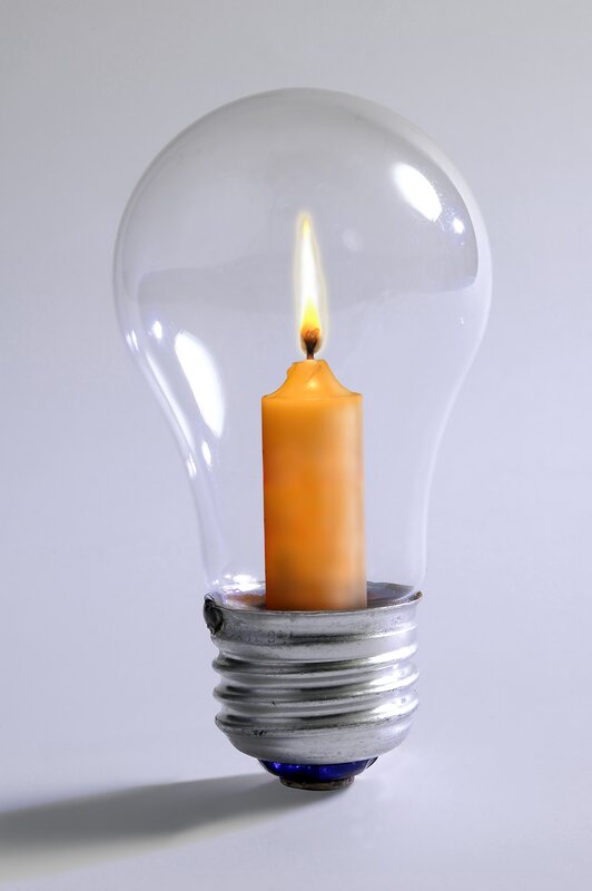 candle in light bulb