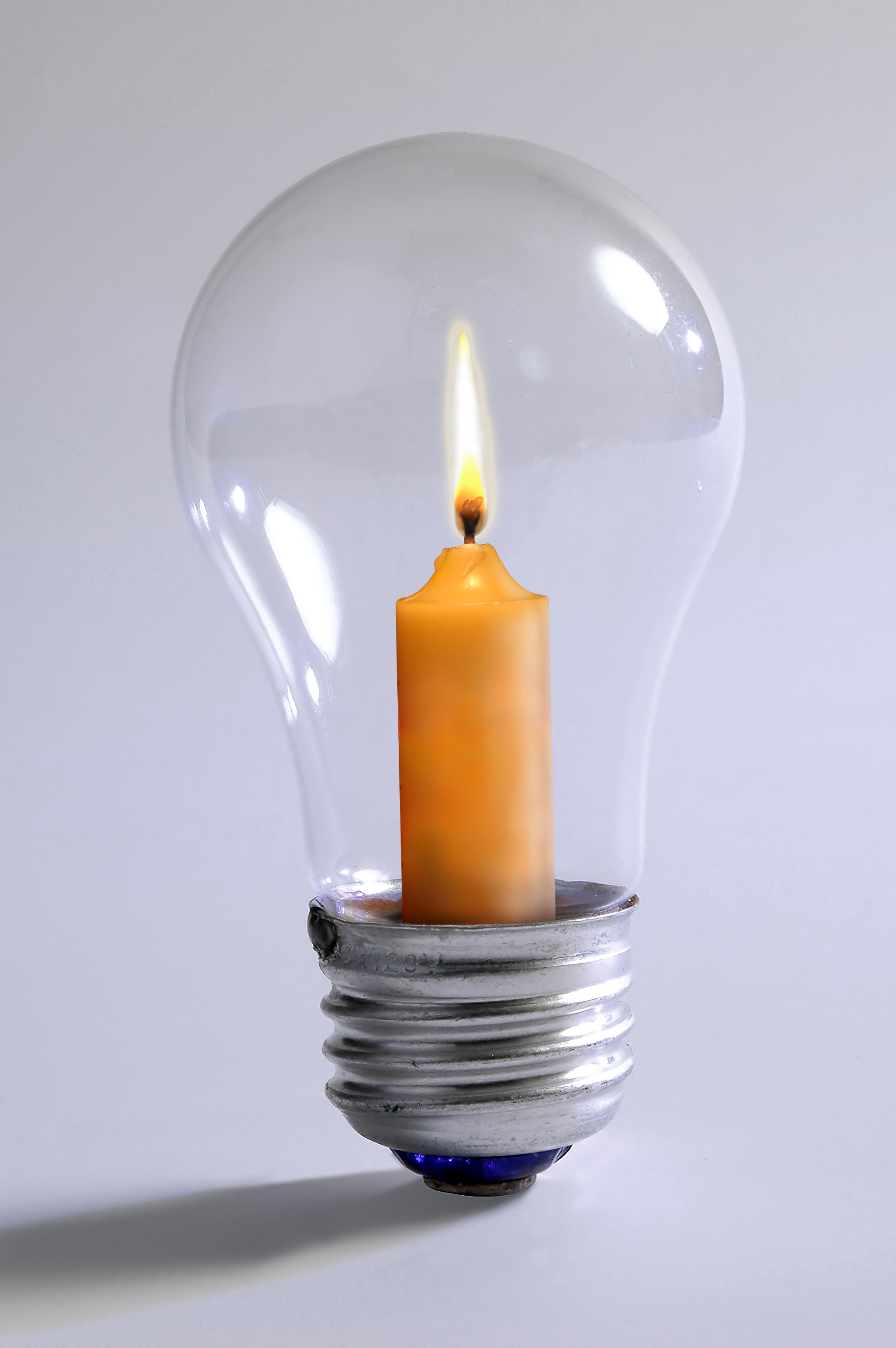candle in light bulb