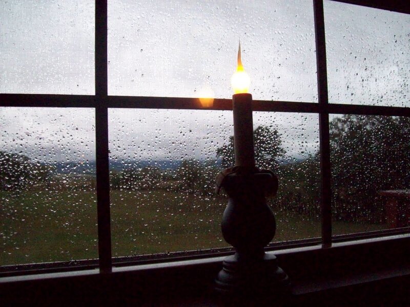 Candle in the rain