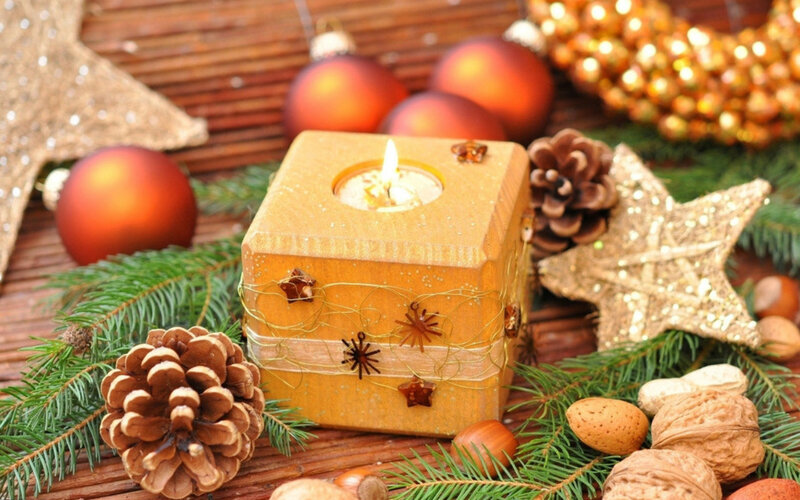 Candle in Wooden Holder
