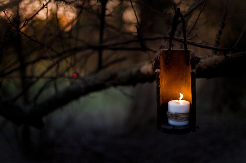 Candle in Wooden Lantern