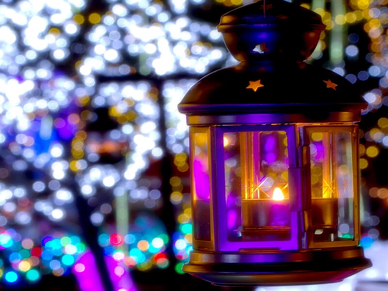 Candle Lantern at Night — Purple