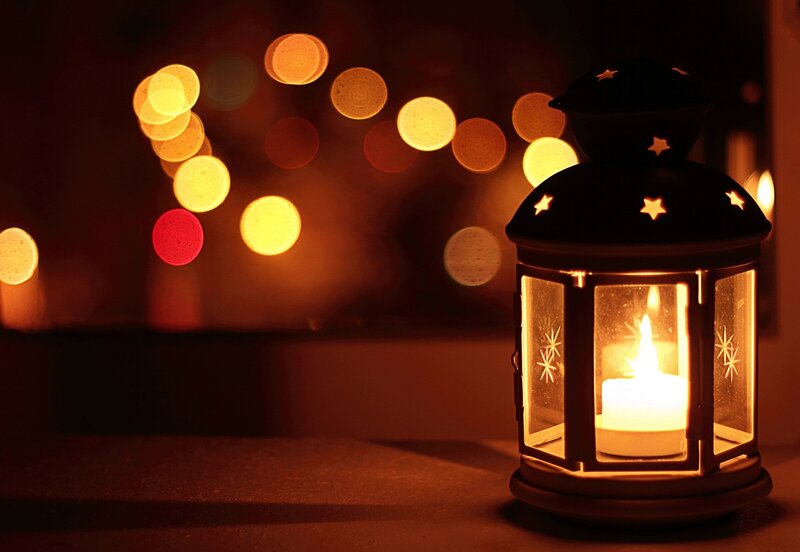 Candle Lantern with Stars — Orange