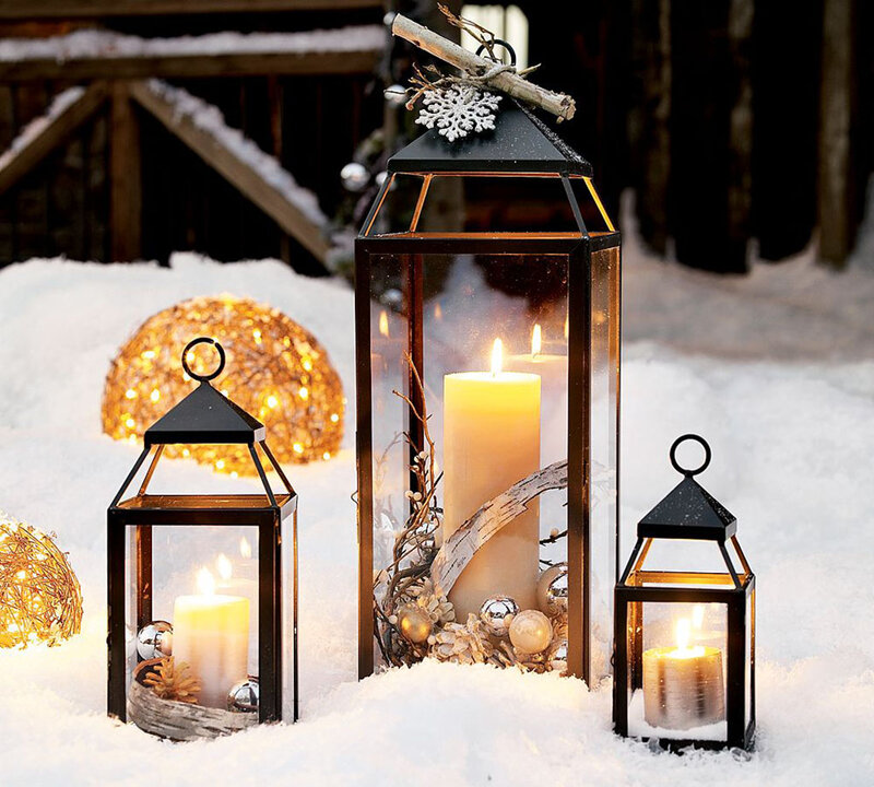 Candle Lanterns in Snow