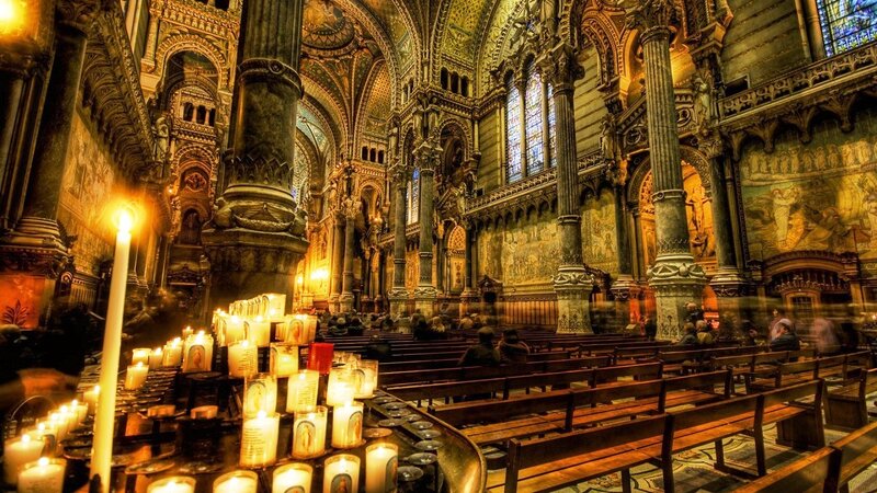 Candle-lit Church Interior