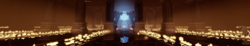 Candle-lit Hall with Statue — Brown