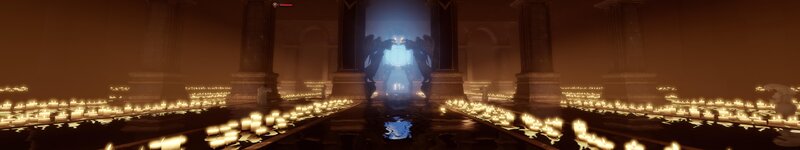 Candle-lit Hall with Statue