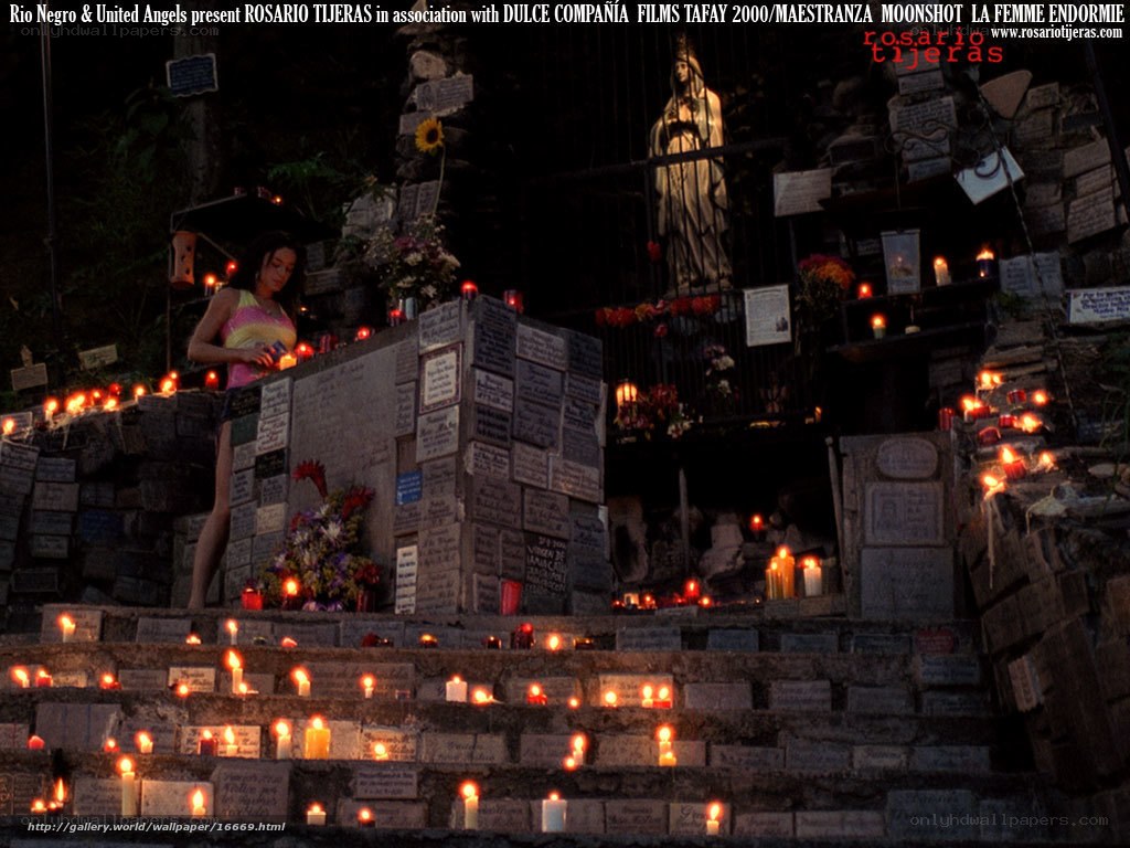 Candle-lit memorial at night