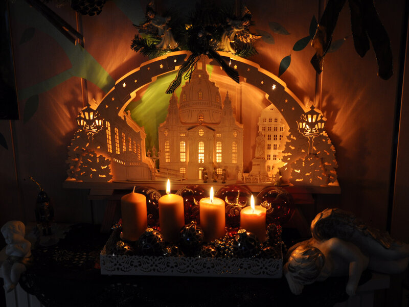 Candle-lit Nativity Scene